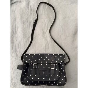 Leather Satchel Company Navy White Polka Dot 11" Briefcase Bag Cambridge Vintage